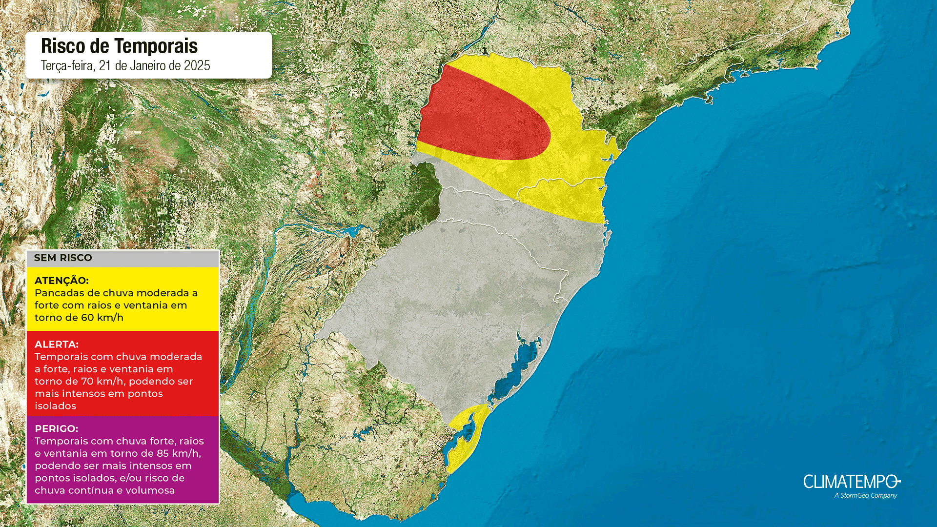 Imagem Chuva perde força no RS, mas segue forte no Paraná e SC