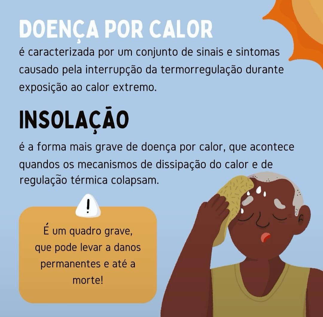 A insolação é a forma grave dos males causados pelo excesso de calor (Fonte: SBMFC)