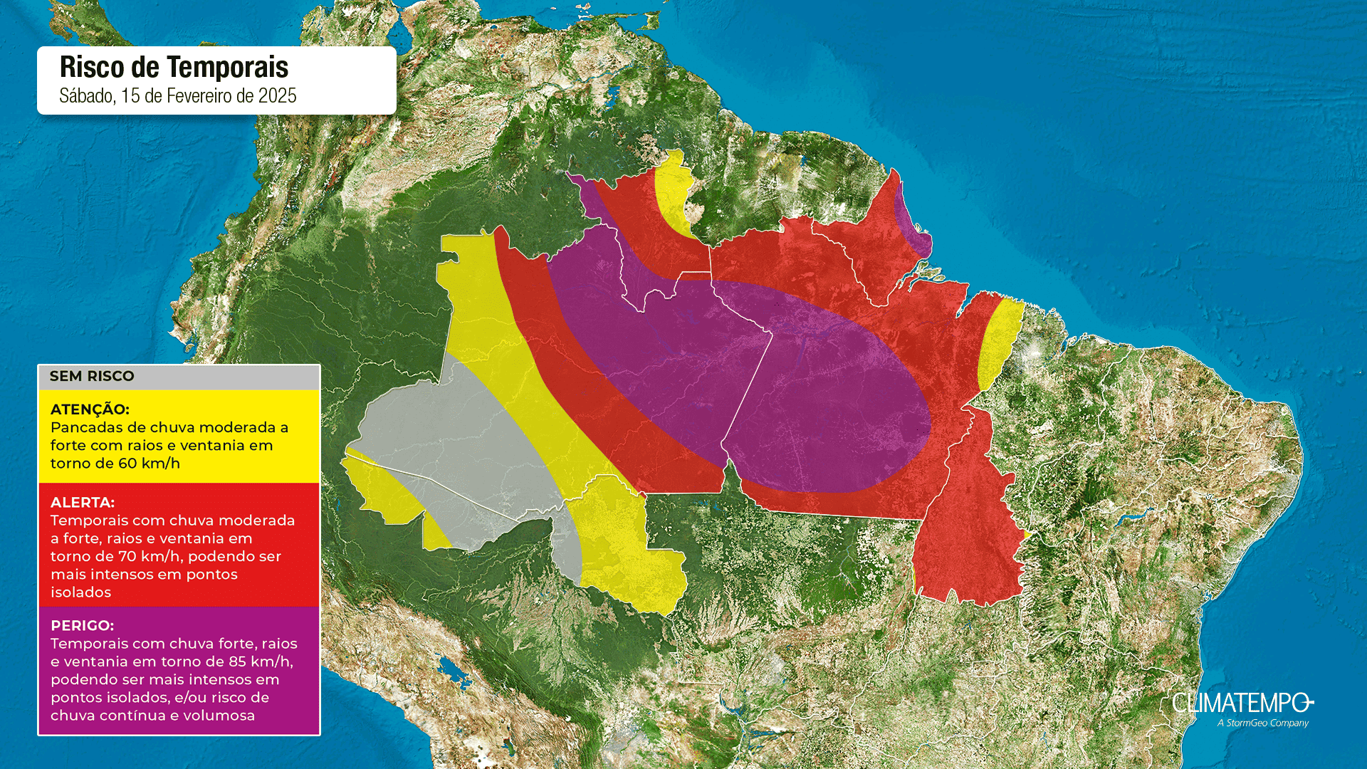 Imagem Chuva intensa e risco de temporais na região Norte do Brasil