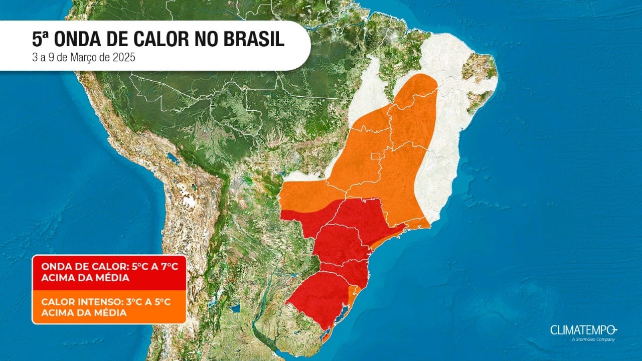 Imagem da notícia Onda de calor se prolonga e segue no Brasil até 9 de março