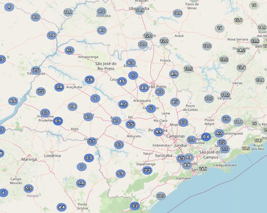 Onda de frio do fim de maio de 2025: temperaturas às 7h em SP, em 30/5/25