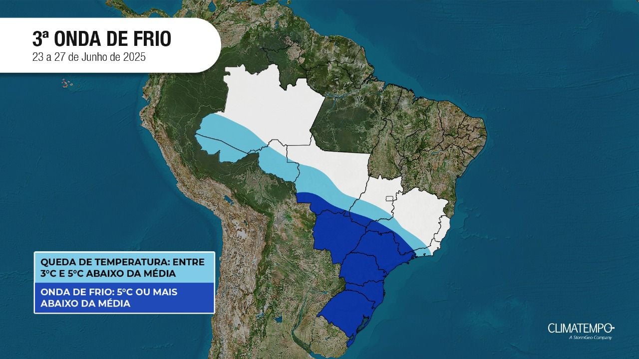 Figura 1: Onda de frio de 23 de junho até 27 de junho de 2025. Fonte: Climatempo.