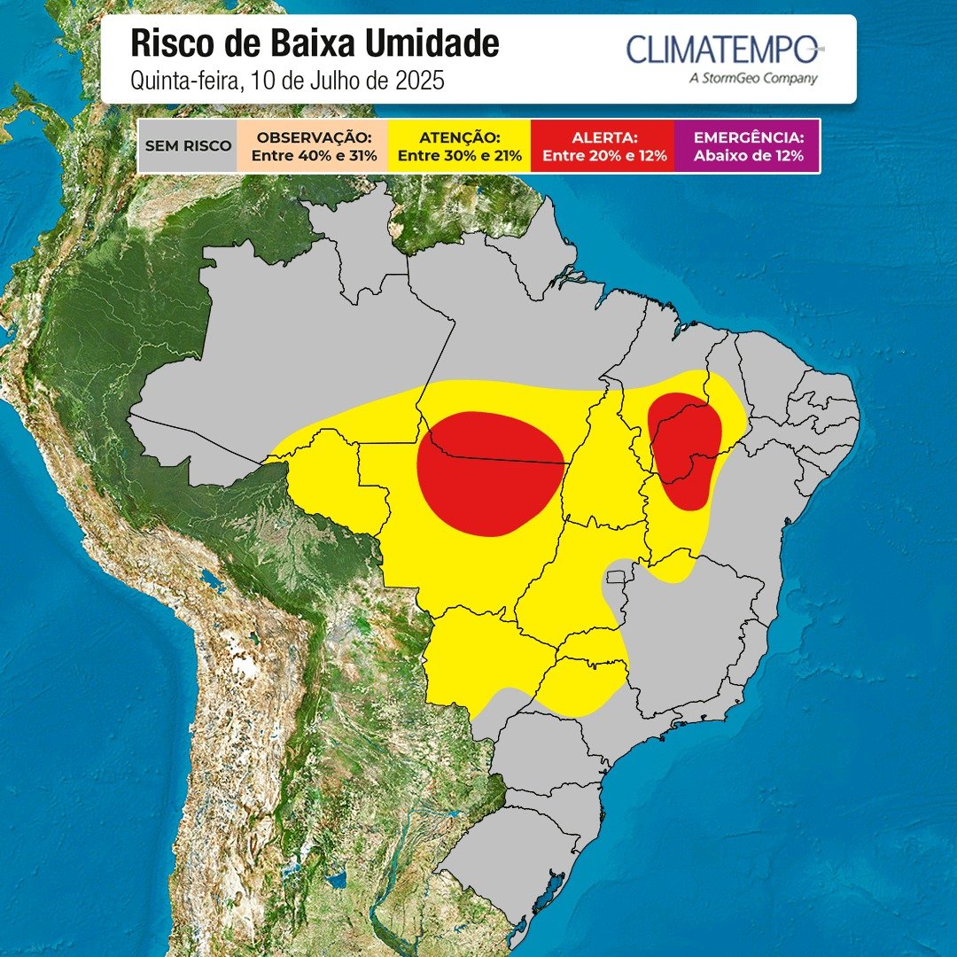 Falta de chuva significativa e tempo muito seco, piora a qualidade do ar no Brasil Central
