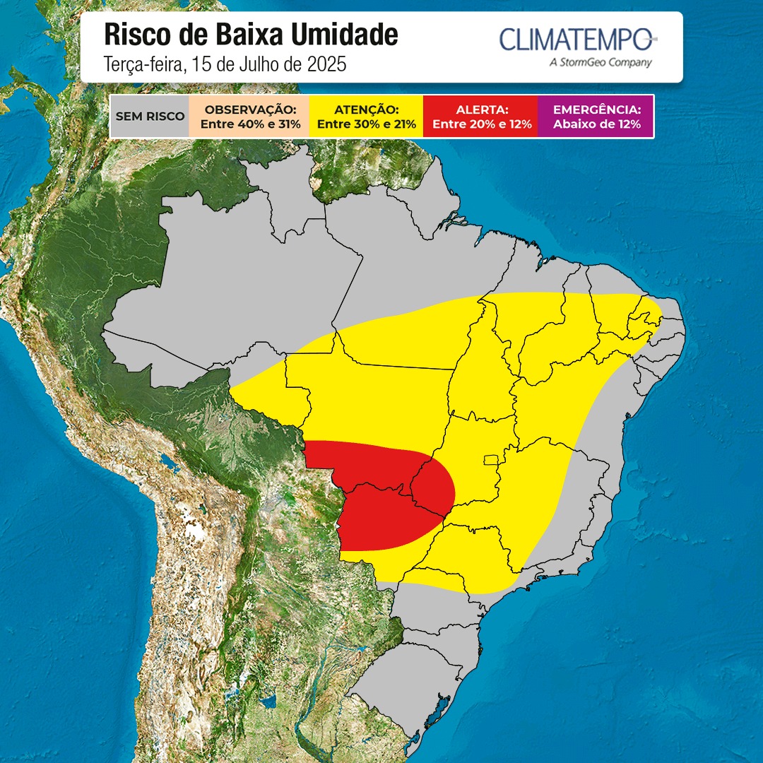 Risco de baixa umidade do ar