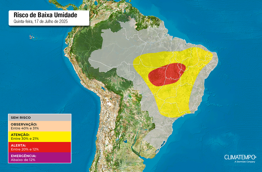 Imagem da notícia Ar seco predomina no Brasil nos próximos dias
