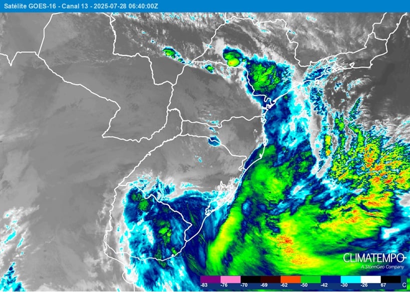 Imagem Ciclone extratropical provoca ventania no centro-sul do Brasil