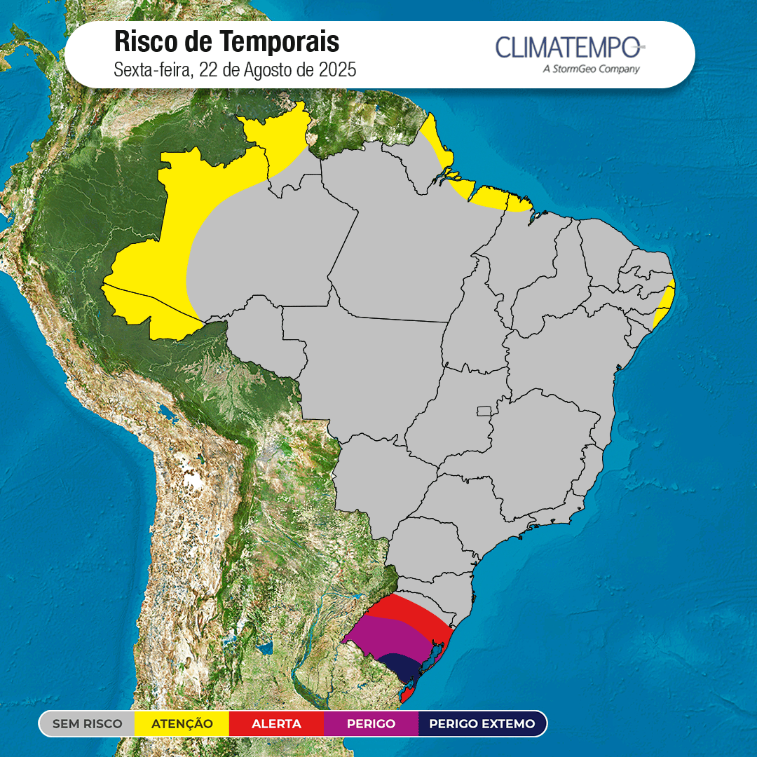 Tempo severo, chuva volumosa, RIo Grande do Sul