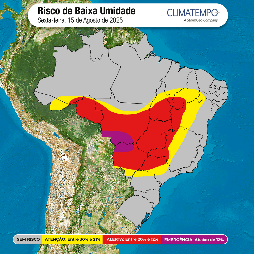 Umidade baixa, ar seco, alerta