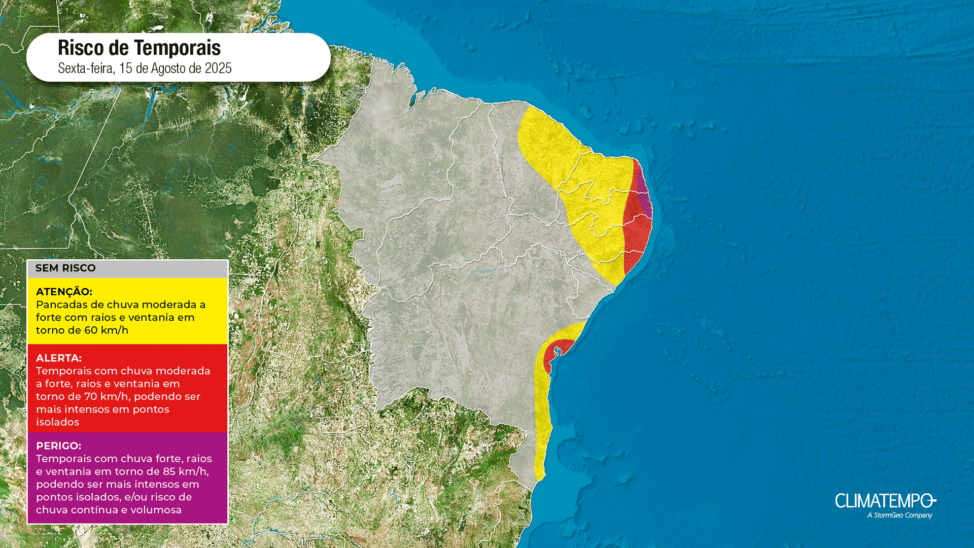Chuva volumosa, perigo, litoral do nordeste