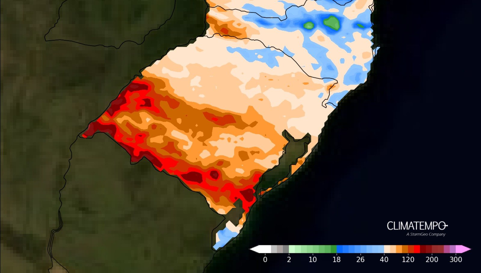 Figura 1- Mapa de acumulado de chuva previsto entre 02 de setembro e 10 de setembro de 2025. Fonte: Climatempo