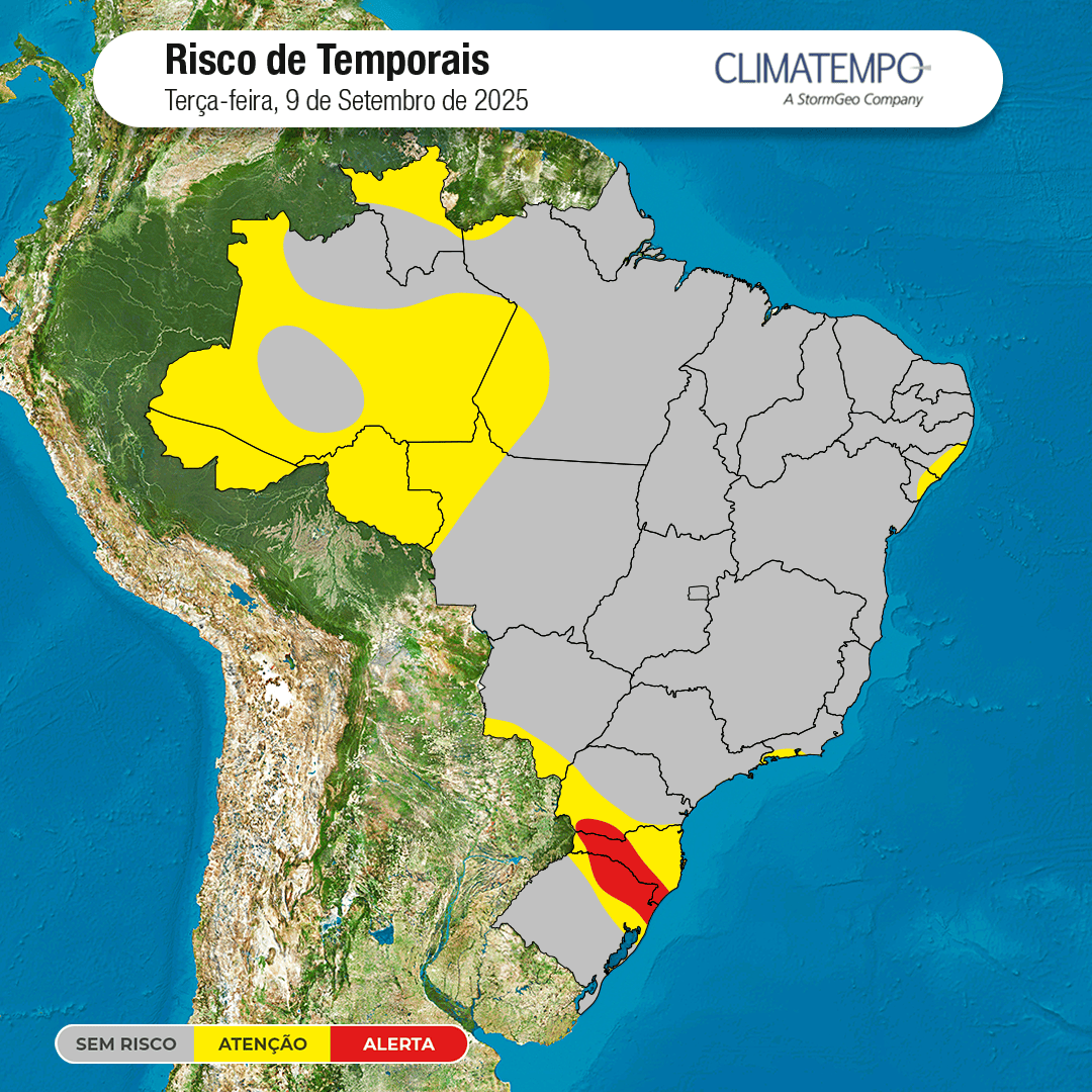 Temporais, ventos fortes, alerta