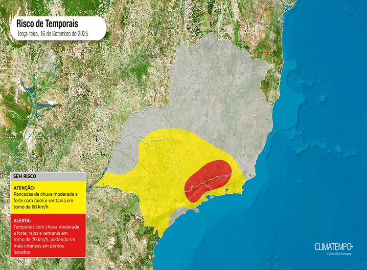 Temporais, Sudeste, alerta, climatempo