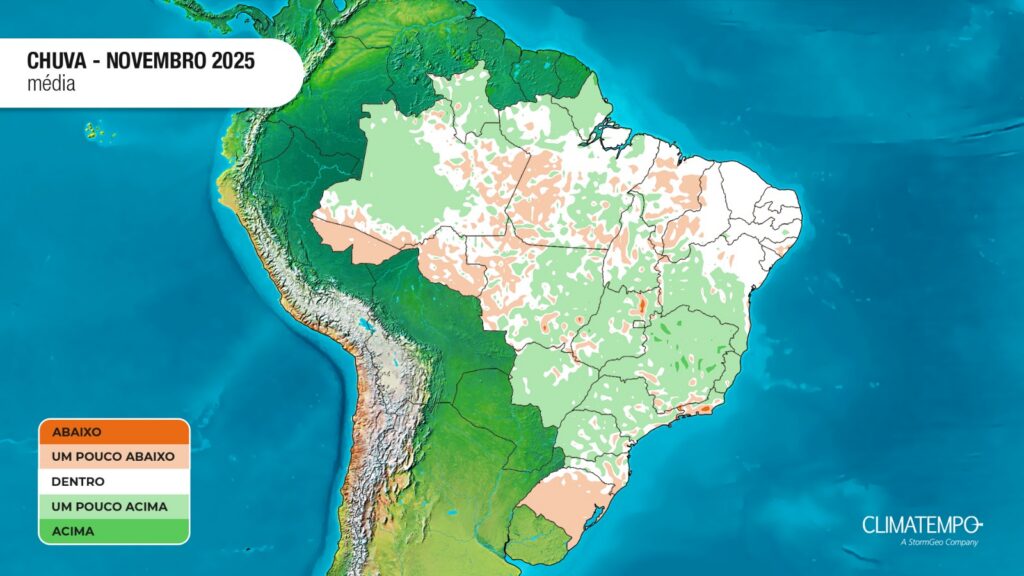 Previsão do clima no Brasil em novembro de 2025