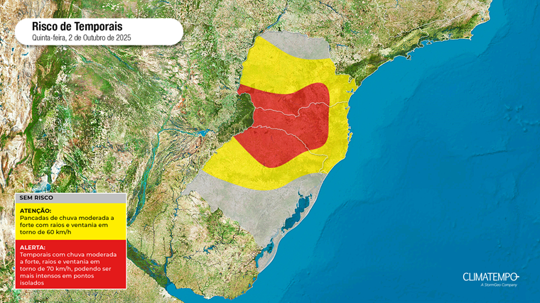 Imagem da notícia Sul do Brasil tem mais temporais nos próximos dias