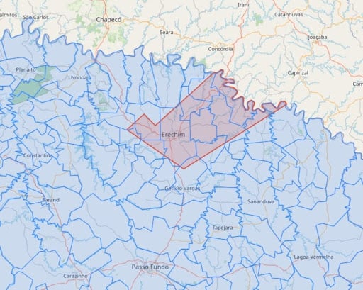 Figura 2: Alerta LARANJA. Condição de ALERTA p/ chuva, raios e granizo. Risco ALTO de destelhamento. Val. até 18h25. Mantenha-se seguro. Fonte: Defesa Civil Estadual.