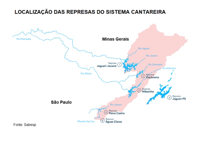 As represas Jaguari e Jacareí são as maiores que compõem o Sistema Cantareira 