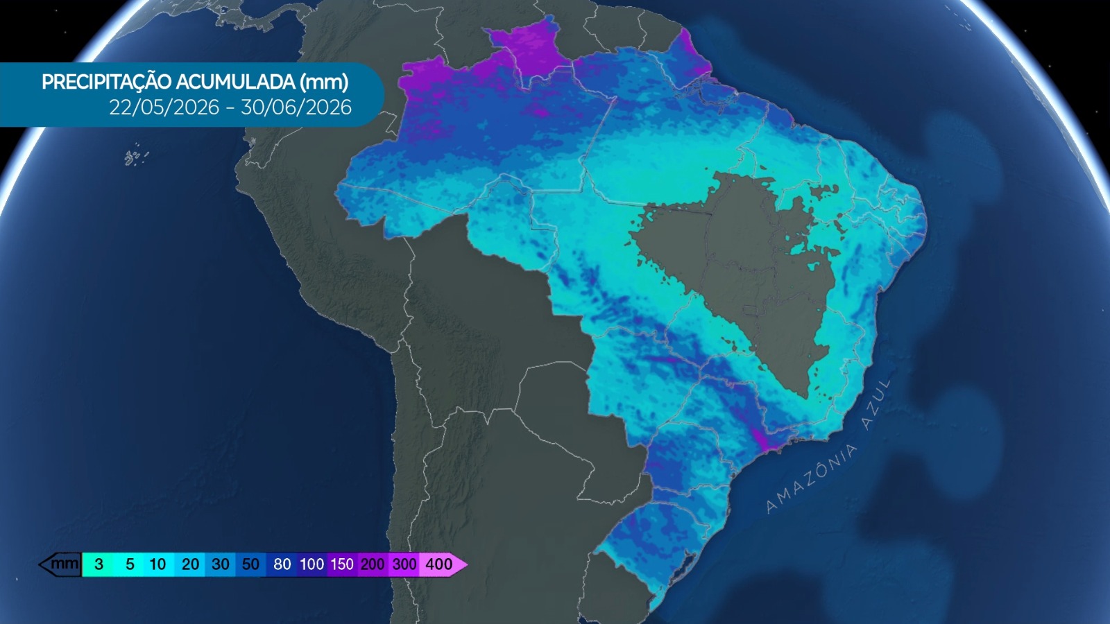 Mais chuva para o Sudeste e para o Centro-Oeste do Brasil