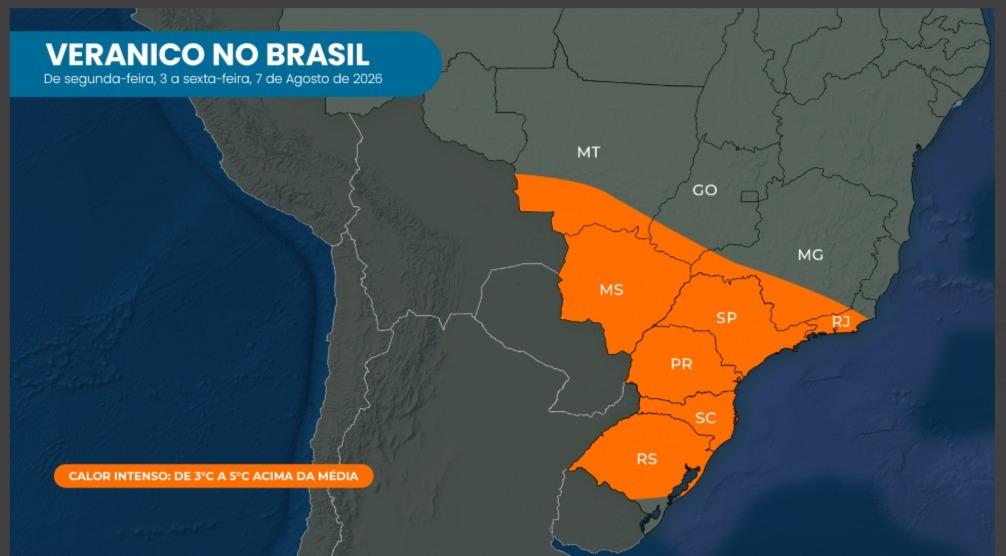 Veranico marca a primeira semana de agosto em parte do centro-sul do Brasil