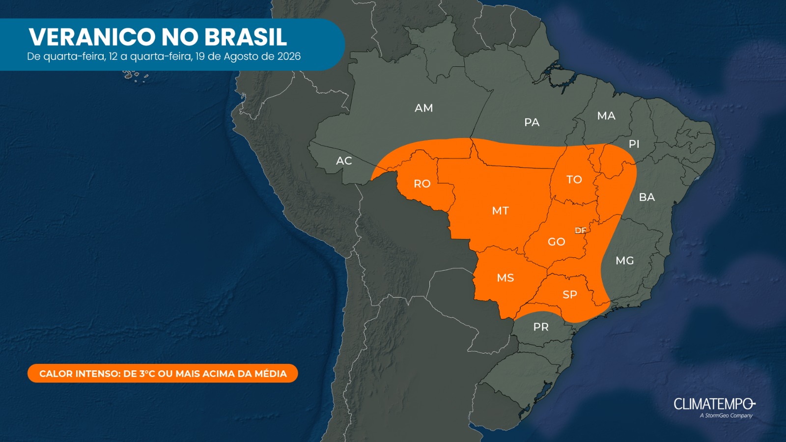 Novo veranico se instala sobre o Brasil
