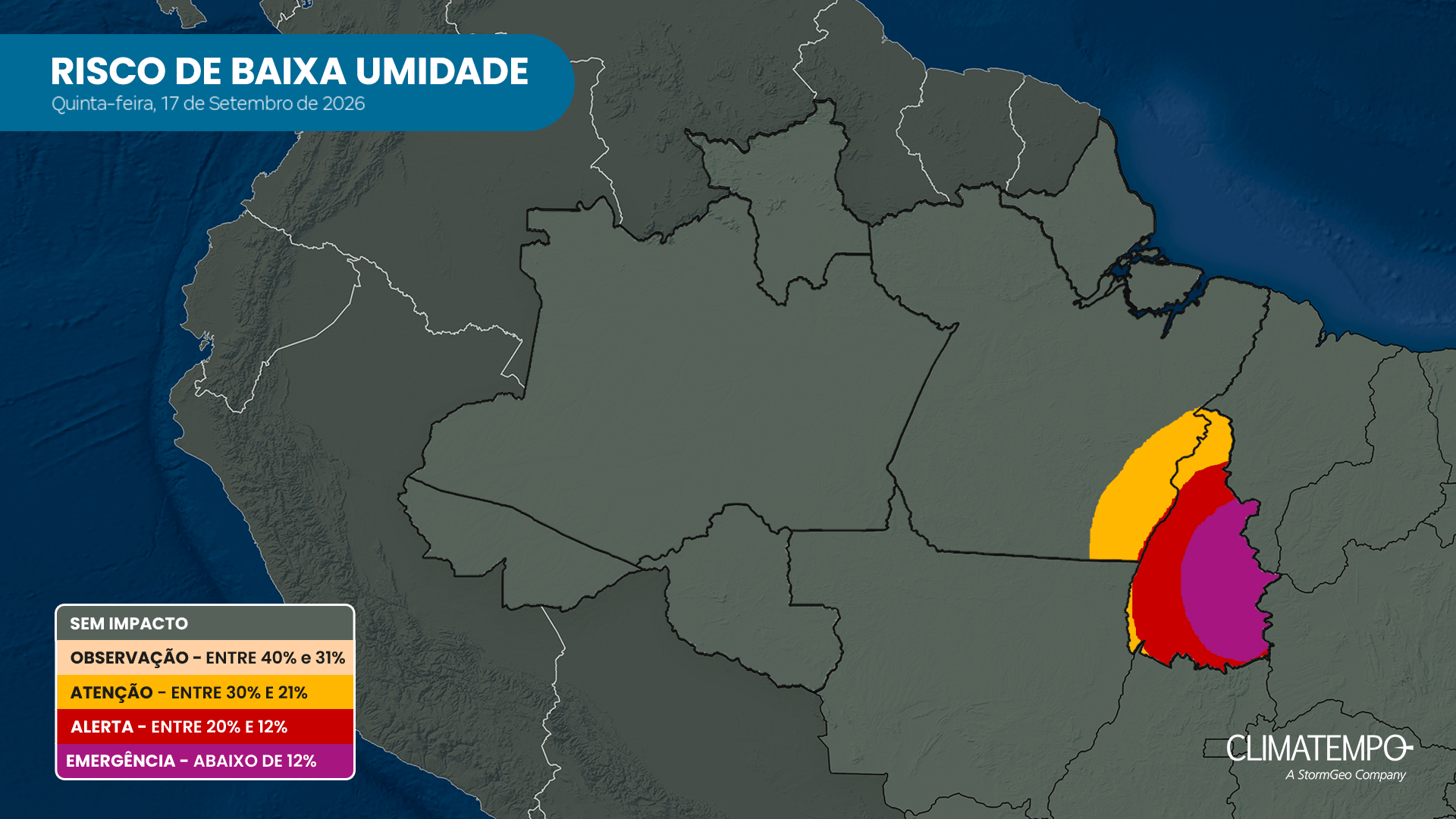 Tempo seco mantém risco de baixa umidade no Tocantins e leste do Pará
